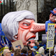 A massive doll in the likeness of Theresa May.